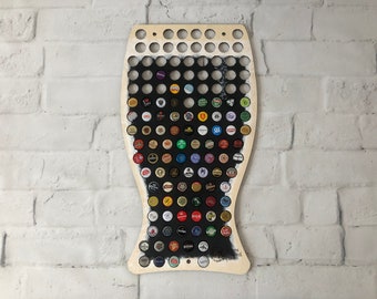 Personalized Beer Cap Holder: Large Wood Beer Glass, Custom Bar Decor, Hand Painted Wall Office Decor, Beer Collector Gift