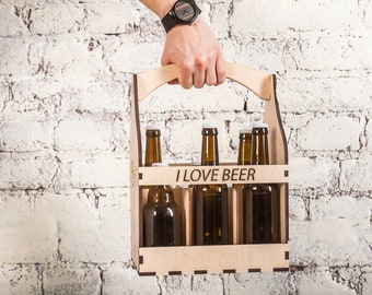Personalized Beer Lover Gift, Wooden Beer Caddy, Custom Beer Crate, Craft Beer Holder, Birthday Gift for Him: Boyfriend, Boss, Husband Gift