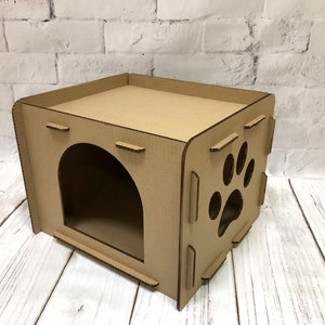 Casa para mascotas INDIVIDUAL / Casa para gatos personalizada / Casa para gatos de cartón / Suelo para mascotas / Cama ecológica para gatos