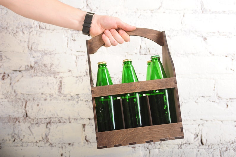 Gifts for Him Bottle Carrier 6 Pack / Beer Bottle Box / Beer Crate 6 / Beer Lover / Eco Valentine's Day GiftsFor Husband image 5