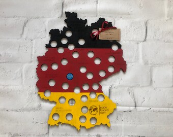 Christmas Gift for Beer Lover | Germany Beer Cap Map | Wooden Bottle Cap Holder | Home Bar Decor | Gift for Dad | Germany Souvenir