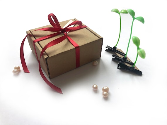 Bohnensprossen-Haarspangen Aus Wolle – Niedliches Pflanzen-Accessoire Für Kinder & Erwachsene (2 Stück)