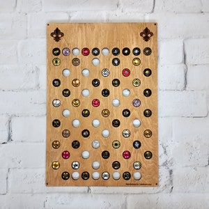 Personalized Champagne Cap Display: Wooden Wall Art, 73 Holes