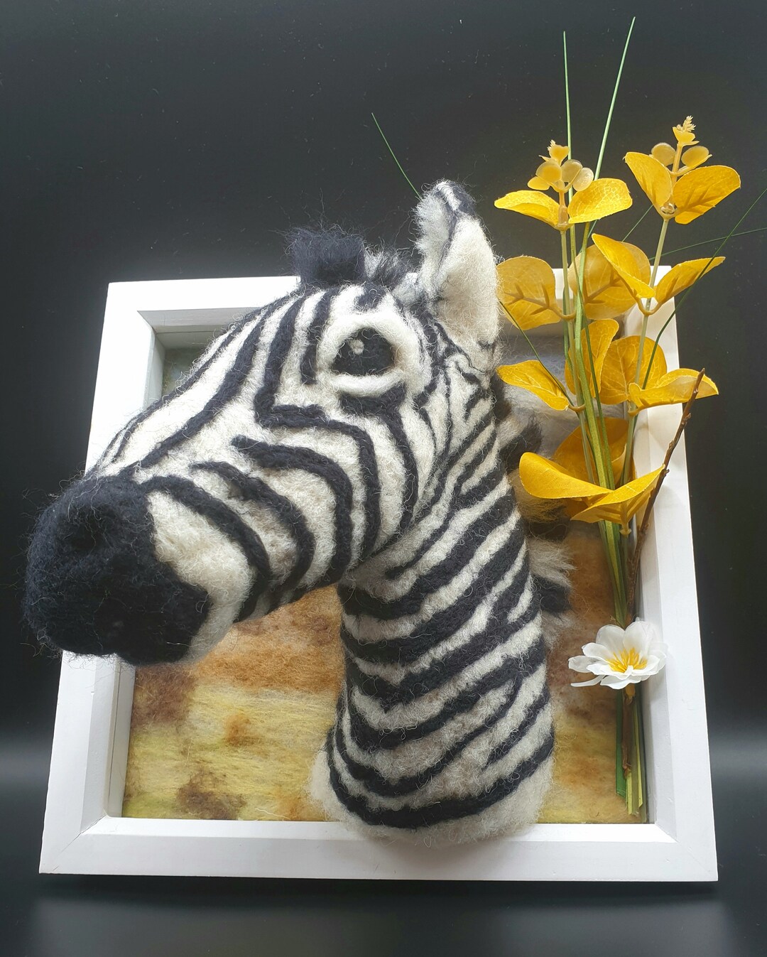 Framed Needle Felted 3D Zebra/zebra/needle Felted Etsy