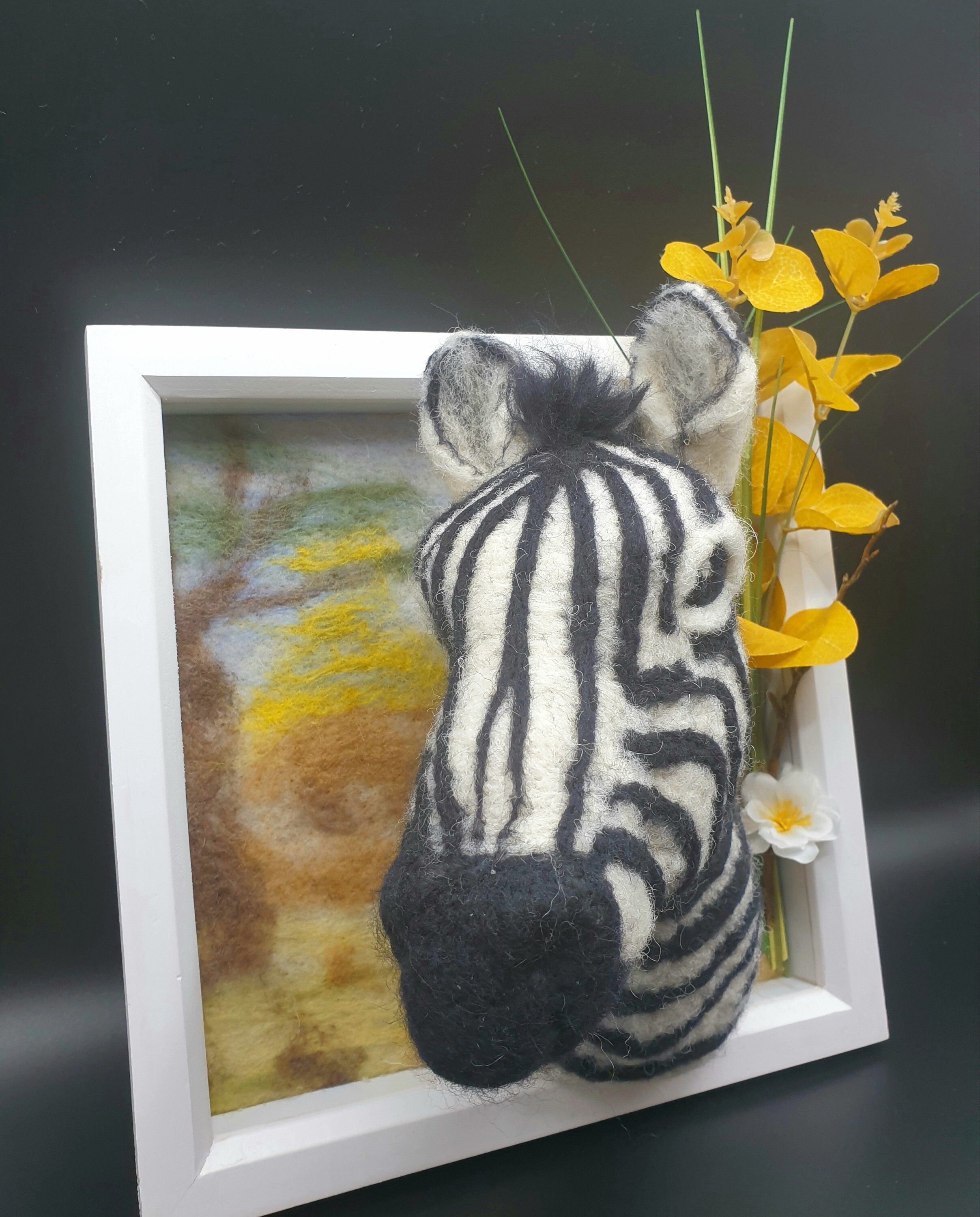 Framed Needle Felted 3D Zebra/zebra/needle Felted Etsy