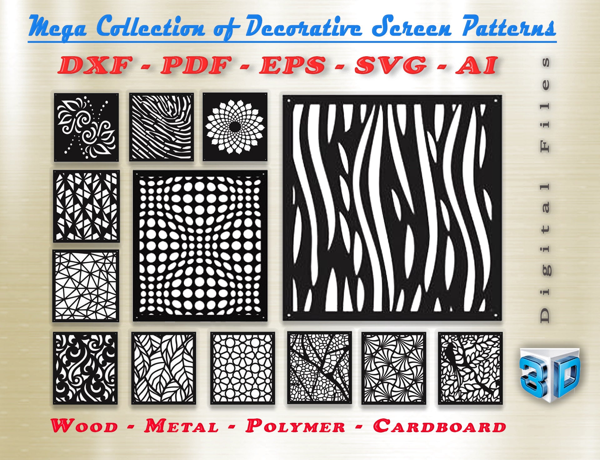 Mega Collection of Decorative Screen Patterns Digital Vector Etsy