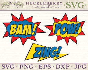Superhero Speech Bubble SVG File Bam! Pow! Zing! - Small Business Commercial Use / Personal Use