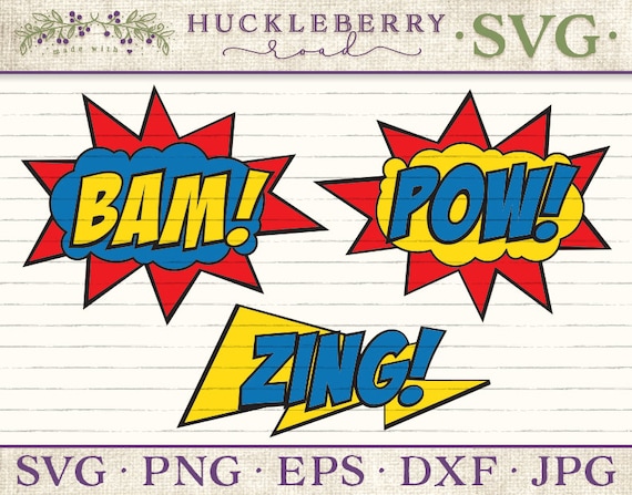 Download Superhero Speech Bubble Svg File Bam Pow Zing Small Etsy