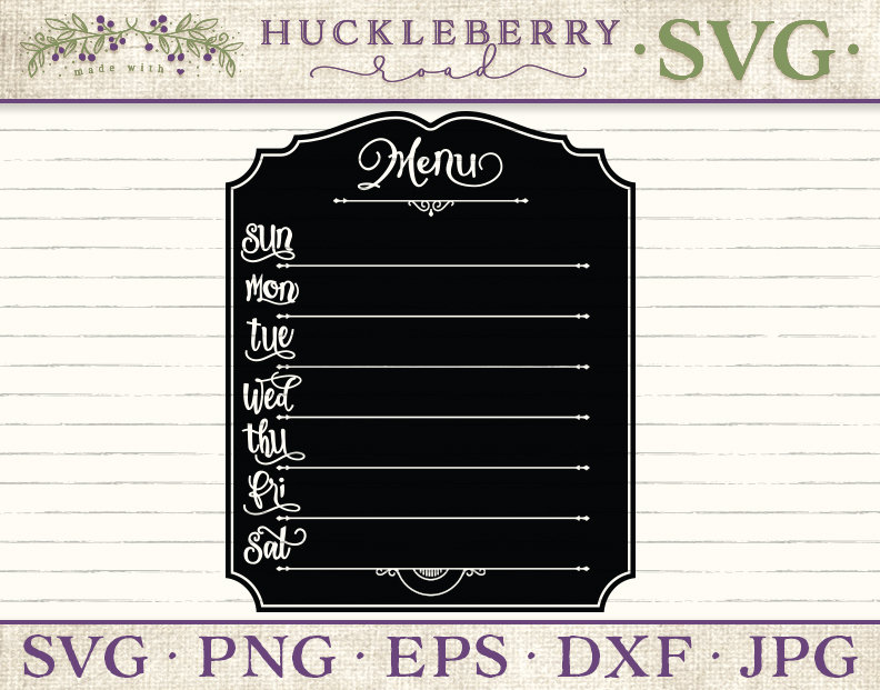 Weekly Menu SVG Cut File Cafe Bistro Chalkboard - Small Business Commercial Use / Personal Use