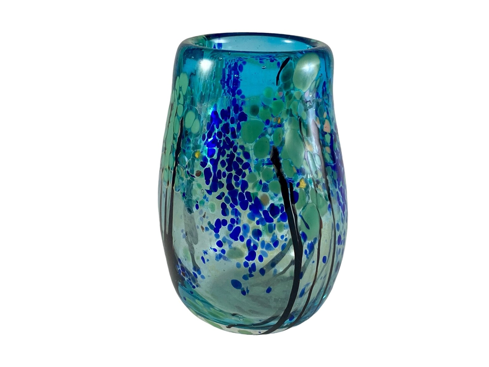 Signed Paul Bendzunas Tree Scene Blossom Colorful Art Glass Etsy