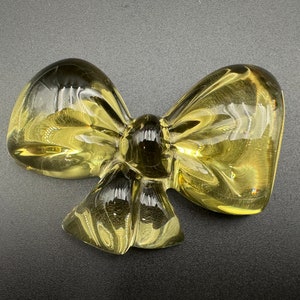 Baccarat France Amber Bow Paperweight Signed Stunning