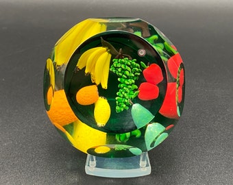 Caithness Scotland Art Glass “Fruit & Veggie Set” Paperweight Artist Proof 2 3/4” W Signed MIB