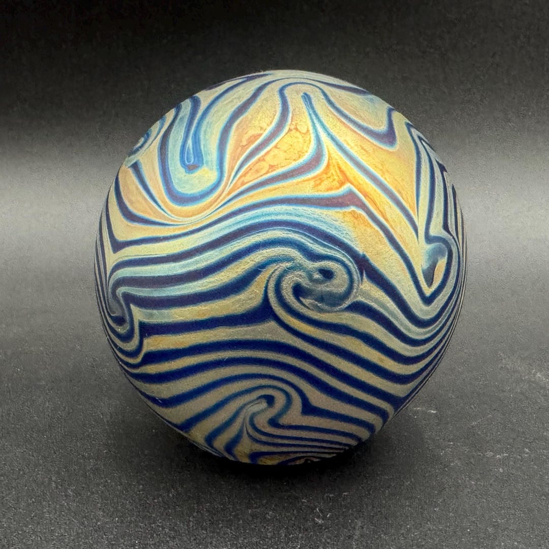 1981 Robert Eickholt Art Glass Iridescent King Tut Paperweight Signed 3 ...