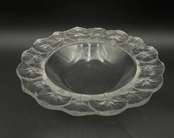 Lalique France Crystal Honfleur Schüssel mit breitem Rand Signiert 11 ”W * Beschreibung lesen *