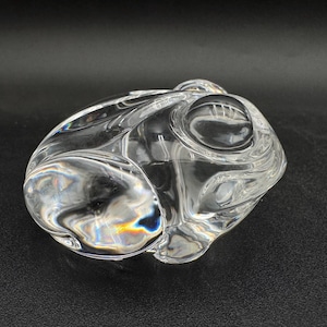 Steuben Glass Frog Hand Cooler Figurine Signed 2 1/4” L