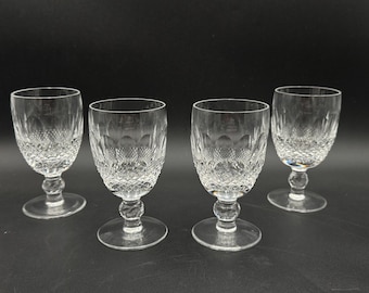 Set of 4 Waterford Ireland Crystal Colleen Short Stem Wine Glasses Water Goblets Gothic Mark 4 3/4” H