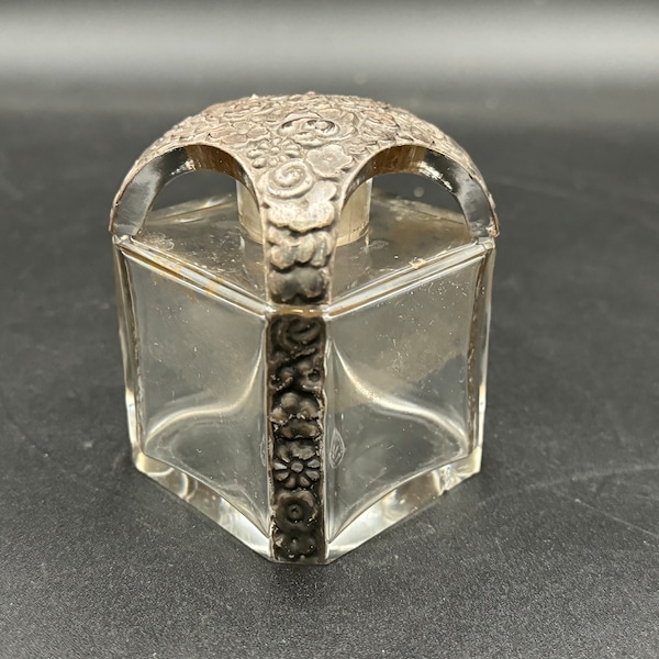 Rare Antique Baccarat France Crystal Maudy Gilded Arch Flacon Perfume Bottle *Read Description*