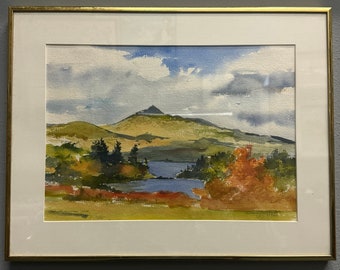 Richard Grosvenor “Mount Chocurua” Landscape Watercolor Painting on Paper  Framed