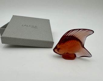 Lalique Crystal France Red Angel Fish Figurine Signed MIB Many Available