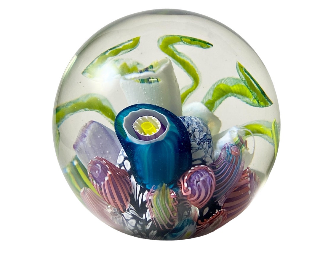 Mark Eckstrand Art Glass Coral Reef Seaweed Ocean Paperweight 3 H Etsy