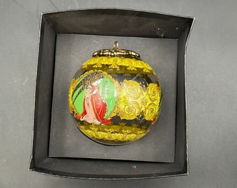 1995 Versace Rosenthal  L’ange Gabriel Sphere Ball Glass Christmas Ornament Stunning Ex+