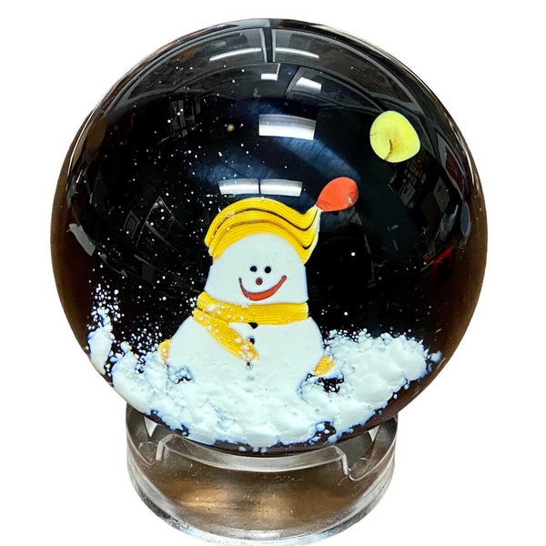 Scotia Art Glass Muñeco de nieve Pisapapeles William Manson Original Pegatina