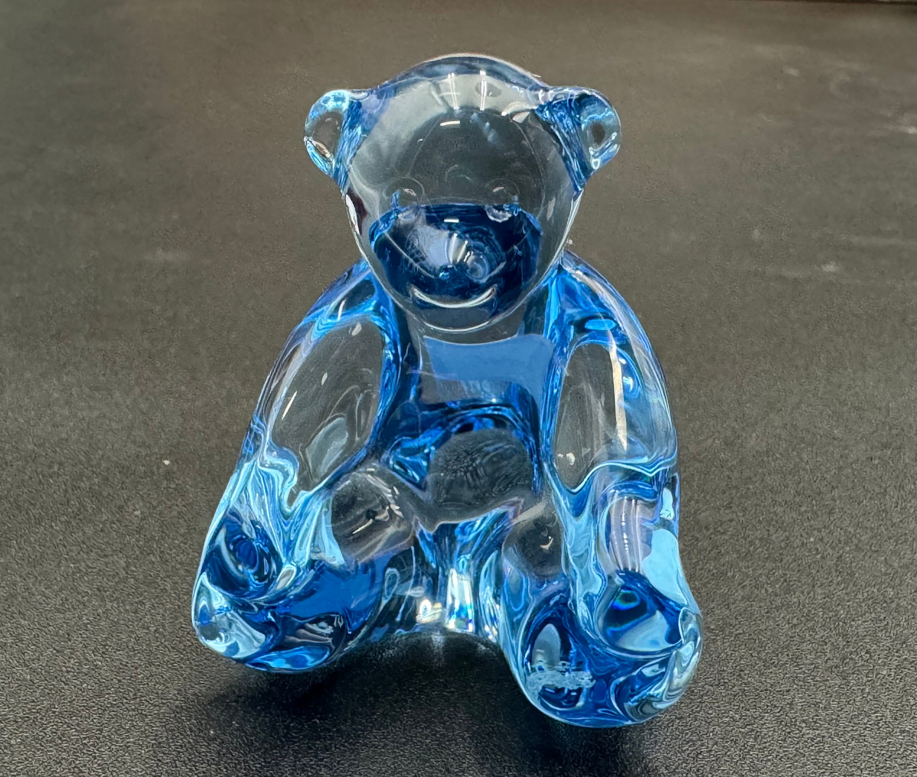 激安正規品 France Baccarat Crystal Figurine Bear Teddy Spinning Blue クリスマス