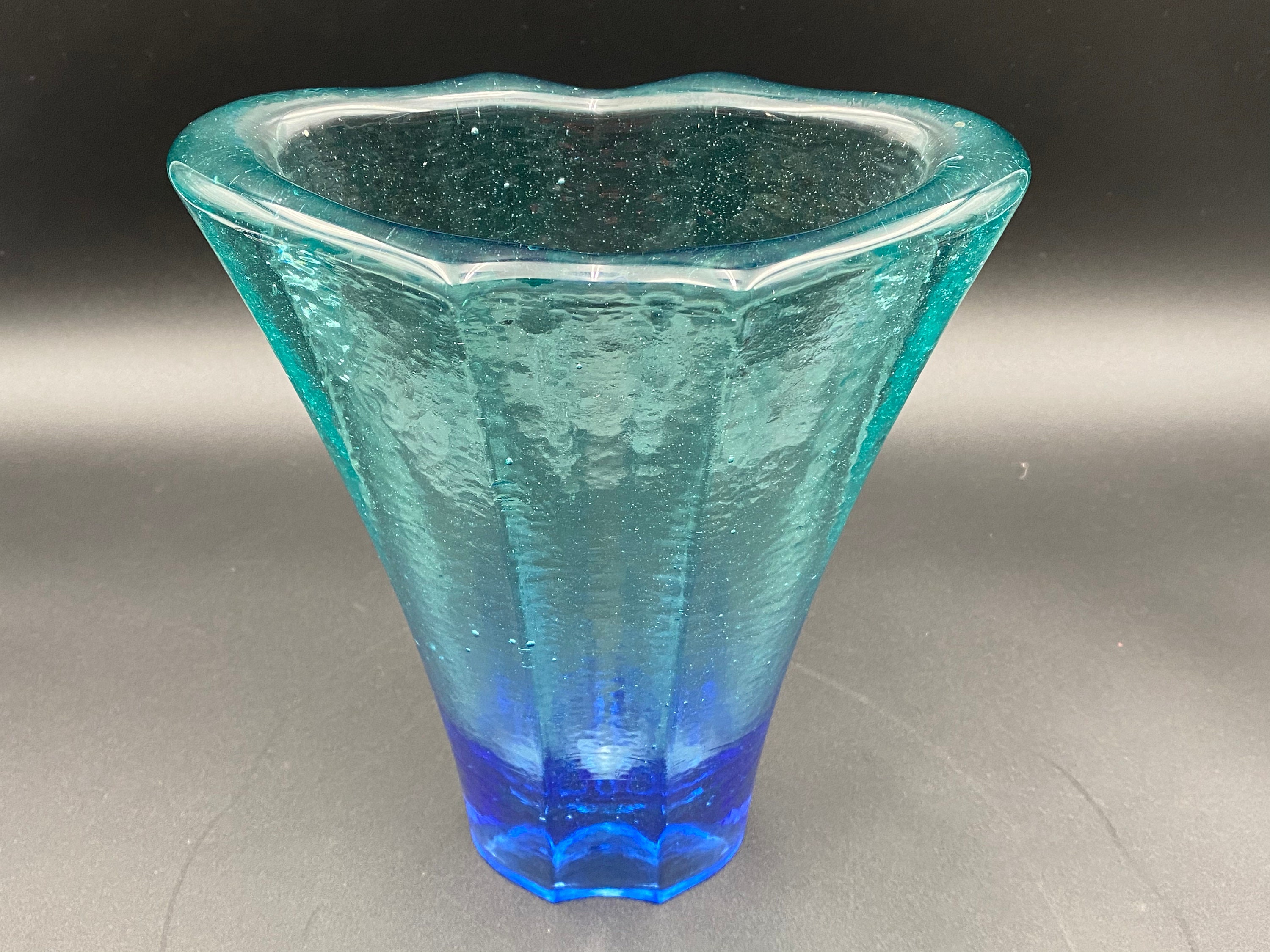 Fire and Light Recycled Art Glass Ombré Aurora Aqua/blue Vase Etsy