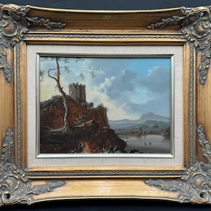 Richard Peterson “Peaceful Interlude” Landscape Oil Painting Mountains Tree Signed Framed