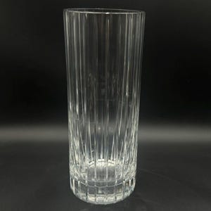 Large Baccarat France Crystal Cylinder Ribbed Harmonie Vase 12”H Stamped