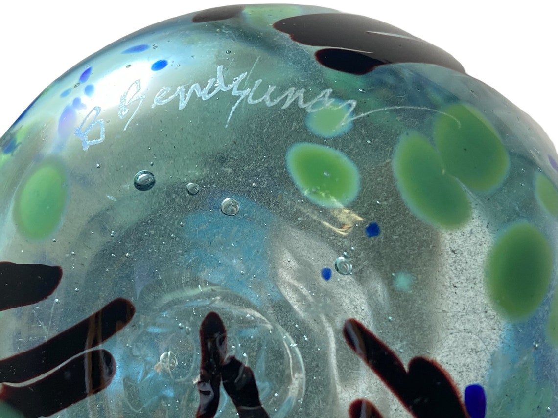 Signed Paul Bendzunas Tree Scene Blossom Colorful Art Glass Etsy