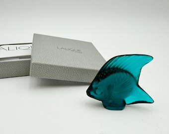 Lalique Crystal France Turquoise Angel Fish Figurine Signed MIB Many Available