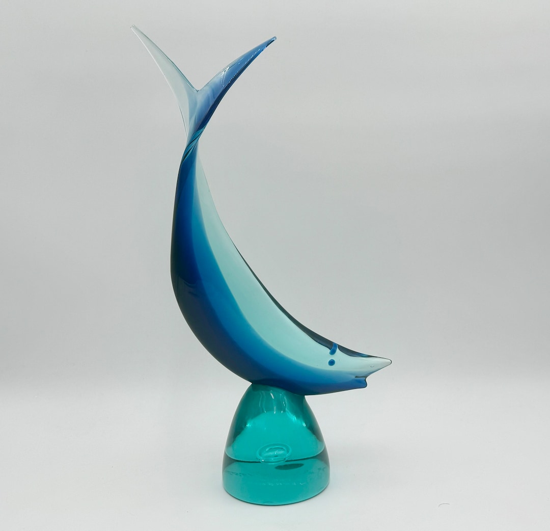 Blue Fish Sculpture For Front Door Decoration Reference: Rare Fabio Tosi Murano Art Glass Sommerso Blue Fish Sculpture