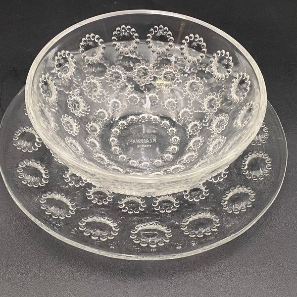 Rene Lalique France Crystal “Asters” Bowl & Plate Set Original