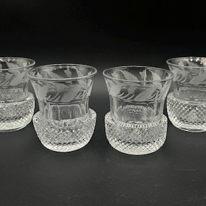 Set of 4 Edinburgh Scotland Crystal “Thistle” Old Fashioned Tumbler Glasses 3 3/4” H Excellent