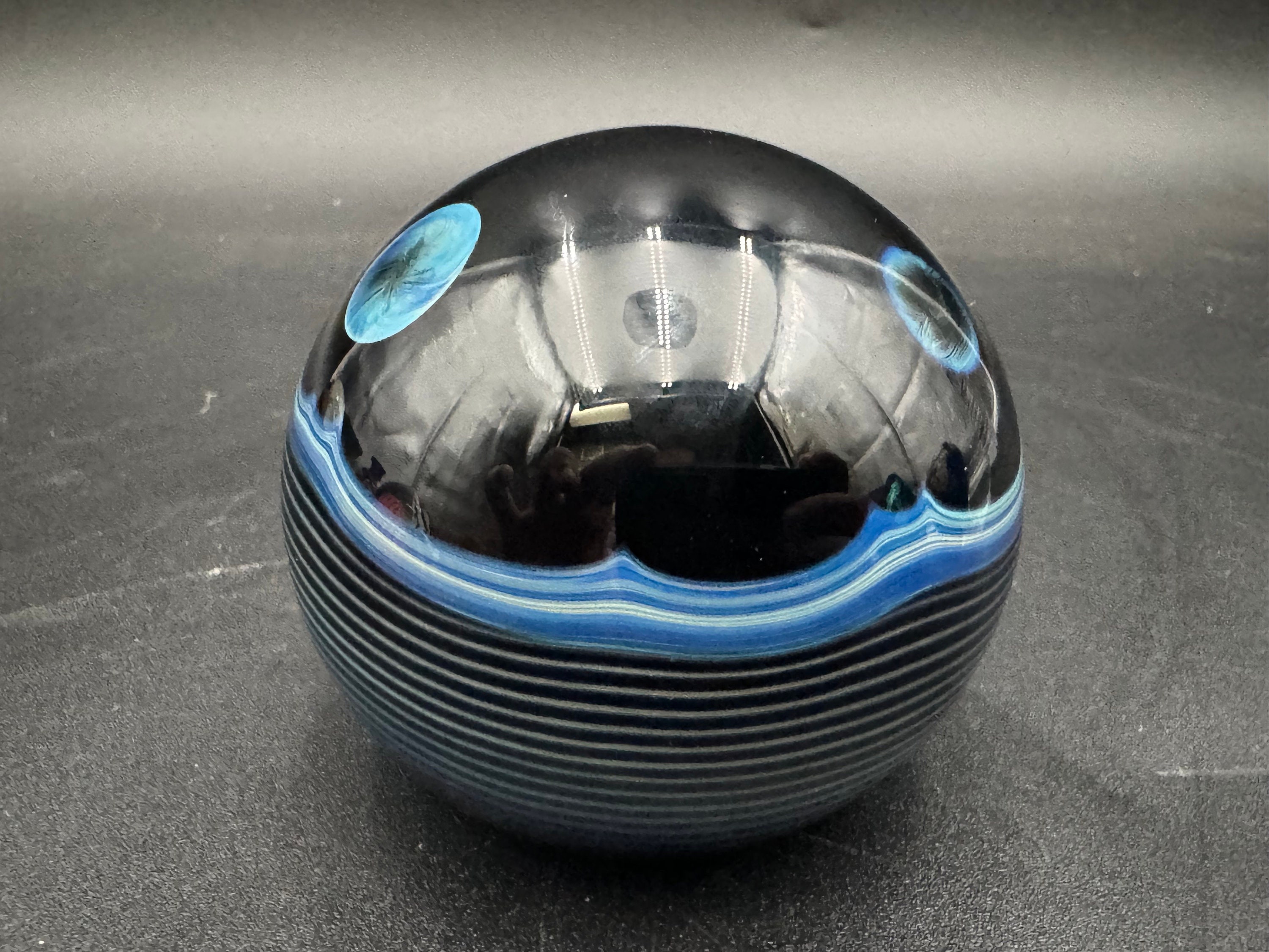 Rare Roland Art Glass Landscape Moon and Waves Paperweight Sculpture ...