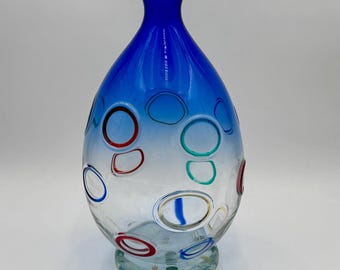 ムラーノ アルフレド バルビーニ ガラス 花瓶 ブルー スワール