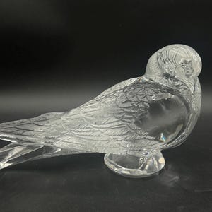 Lalique France Crystal Bruges Pigeon Life Size Sculpture Figurine Signed 11” L