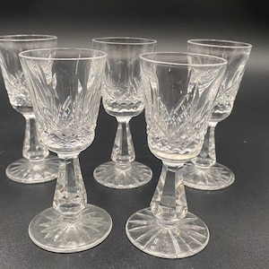 Vintage Set of 5 Waterford Crystal Kenmare Cordial Sherry Glasses Gothic Mark Rare 4” H