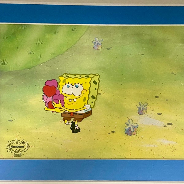 Spongebob Squarepants Original Production “Valentine’s Day”Animation Art Cel Framed Vintage 2000