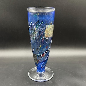 Kosta Boda Bertil Vallien Satellite Blue Art Glass Vase 11” H Signed