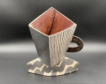 Kazuko Matthews Ceramic Post Modern Tea Coffee Cup Sculpture 9 3/4” H