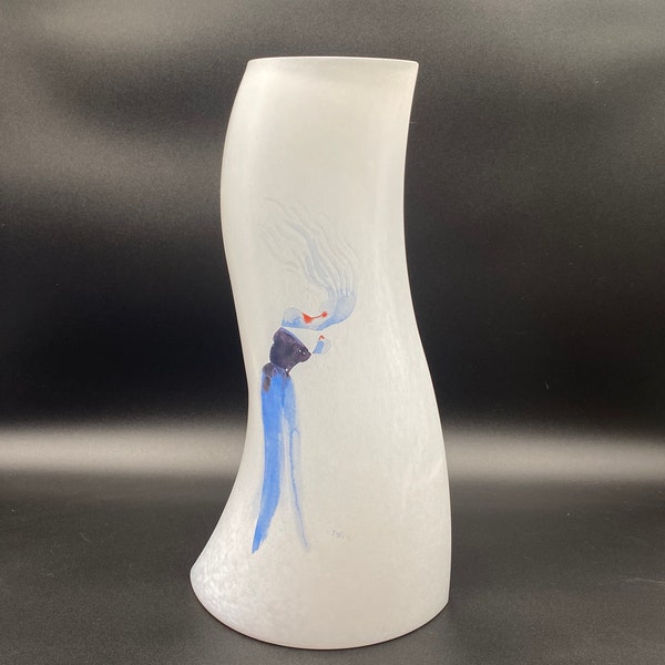 Kosta Boda Kjell Engman Catwalk Art Vase en verre 14" H Signé