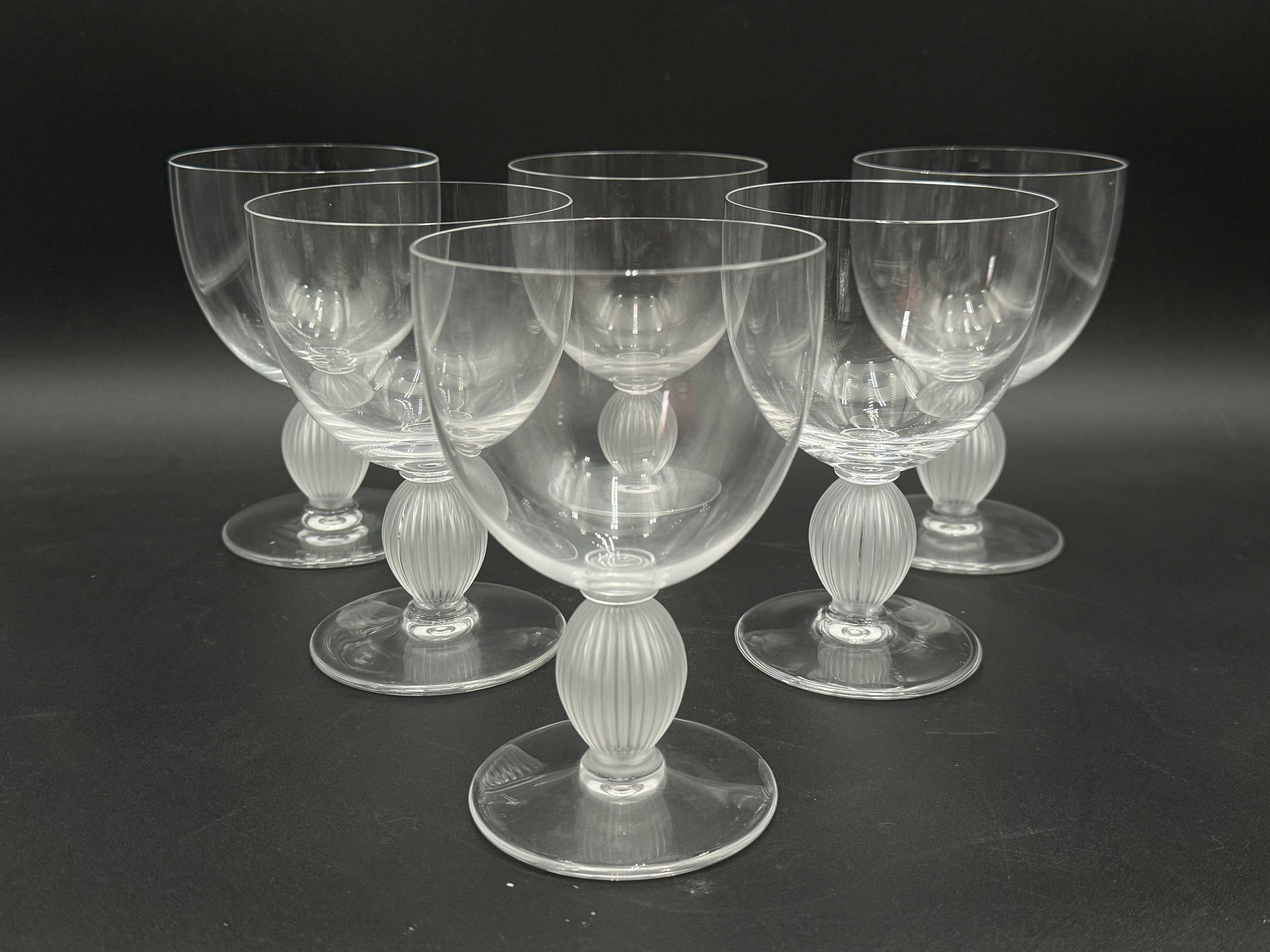 Set of 6 Lalique France Crystal Langeais Wine Glasses 5 3/4 Set of 6 Lalique France Crystal Langeais Wine Glasses 5 3/4
