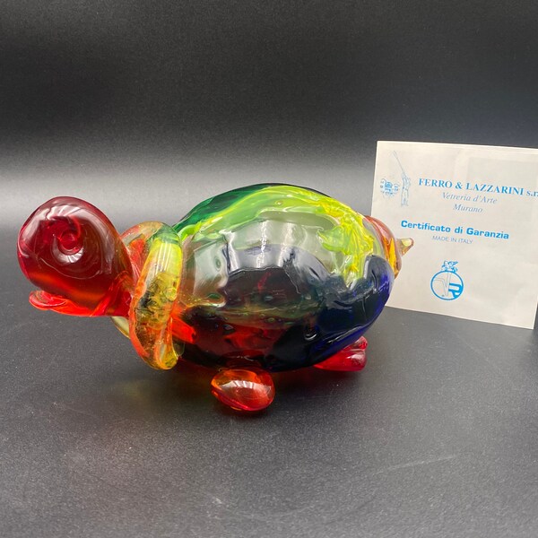 Ferro & Lazzarini Murano Art Glass Rainbow Multi Color Sculpture Stunning 8” L