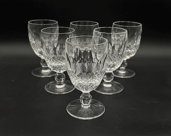 Set of 6 Waterford Ireland Crystal Colleen Short Stem Wine Glasses Water Goblets Gothic Mark 4 3/4” H