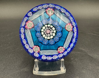 Perthshire Art Glass Patterned Millefiori Twisted Canes Paperweight 2 1/2” W Date Cane 1971