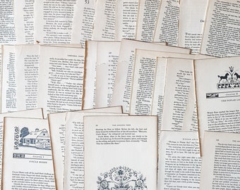 50 Vintage Book Pages: Neutral Ephemera for Junk Journals