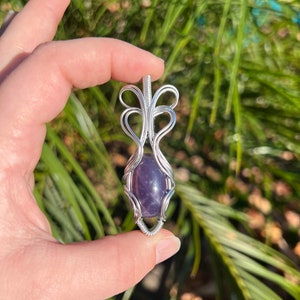 Purple Chalcedony Wire Wrapped Crystal Pendant/ Fairy Jewelry/ Elven Jewelry