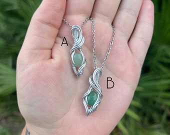 Aventurine Mini Wire Wrapped Crystal Pendant